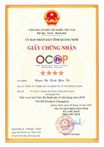 Chứng nhận OCOP 4 sao Rượu Ba Kích Yên Tử Giấy chứng nhận OCOP 4 sao Rượu Ba Kích Yên Tử Thăng Long Brewery