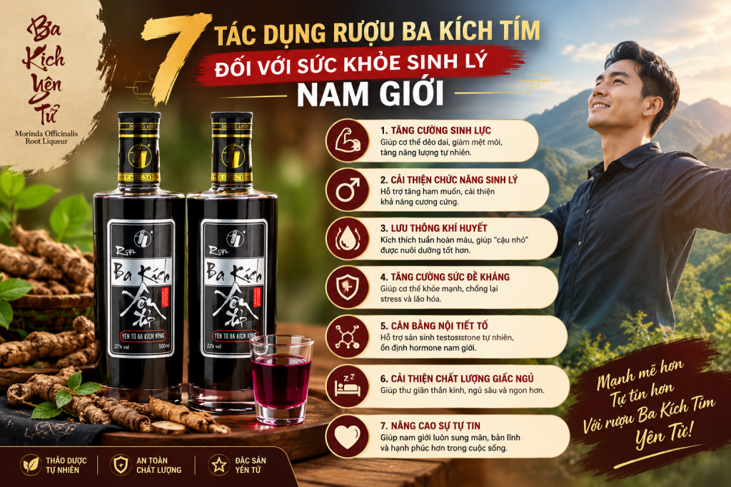 7 Tác Dụng Của Rượu Ba Kích Tím Đối Với Sức Khỏe Sinh Lý Nam Giới