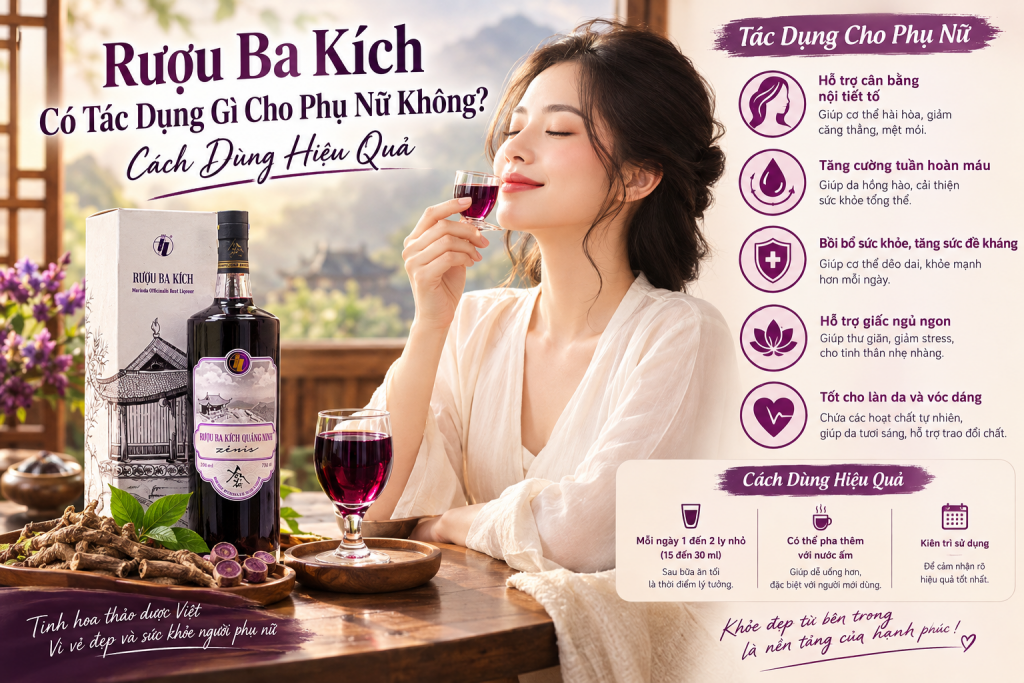 Rượu Ba Kích Có Tác Dụng Gì Cho Phụ Nữ Không? Cách Dùng Hiệu Quả