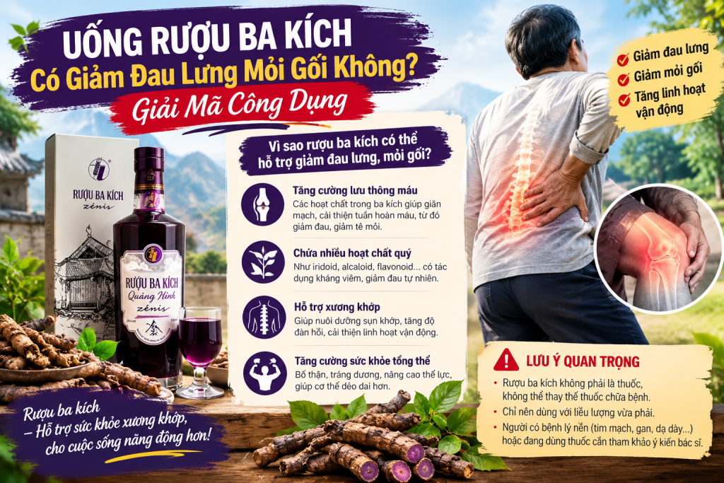 Uống Rượu Ba Kích Có Giảm Đau Lưng Mỏi Gối Không? Giải Mã Công Dụng