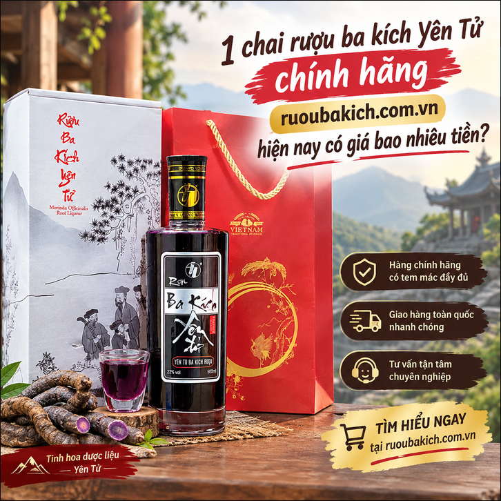 1 chai rượu ba kích Yên Tử chính hãng ruoubakich.com.vn hiện nay có giá bao nhiêu tiền?